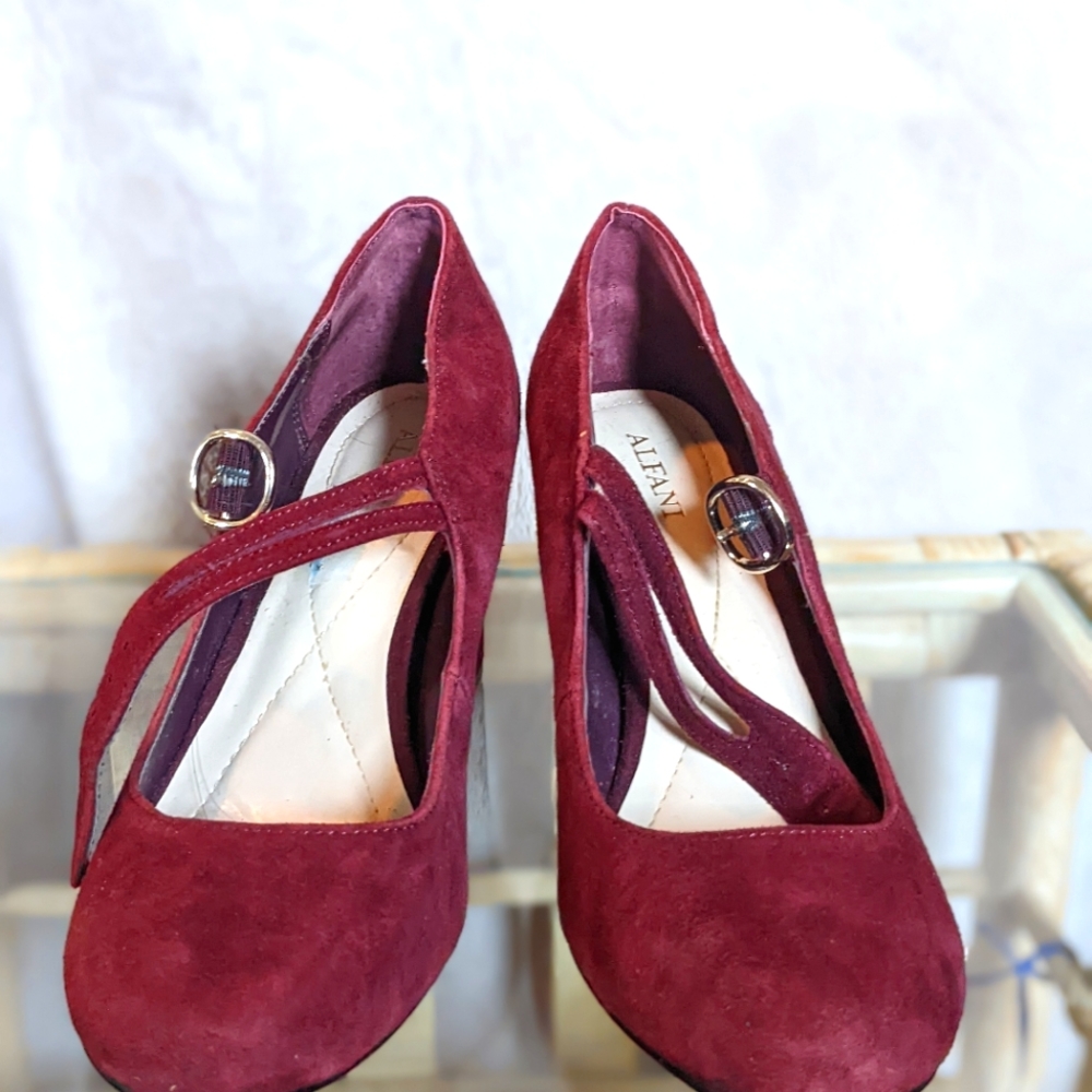 Maroon suede shoes